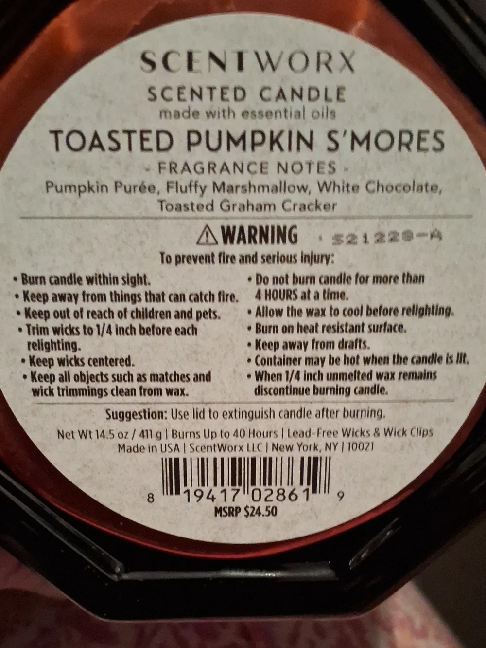 Bath & Body Works Toasted Pumpkin S'mores Candle - Amber Brown